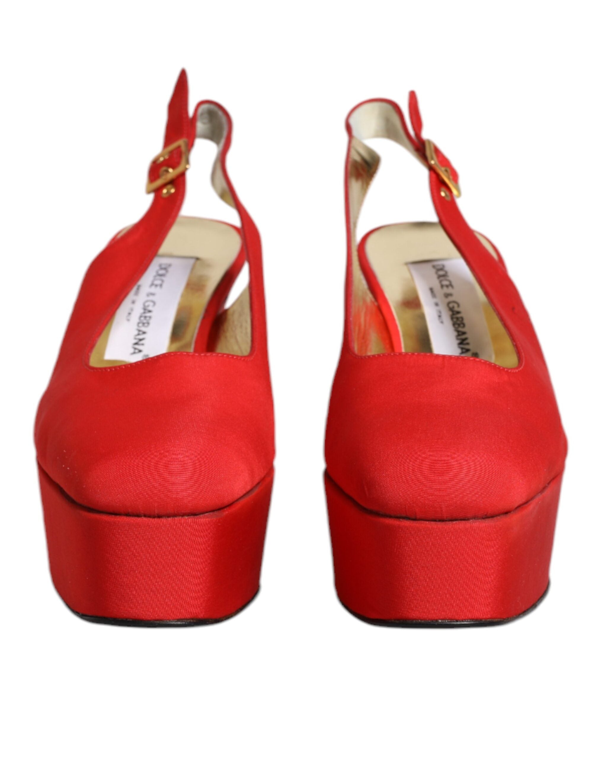 Dolce & Gabbana Red Platform Slingback Heels Sandals Women's Shoes (Pre-Owned)
