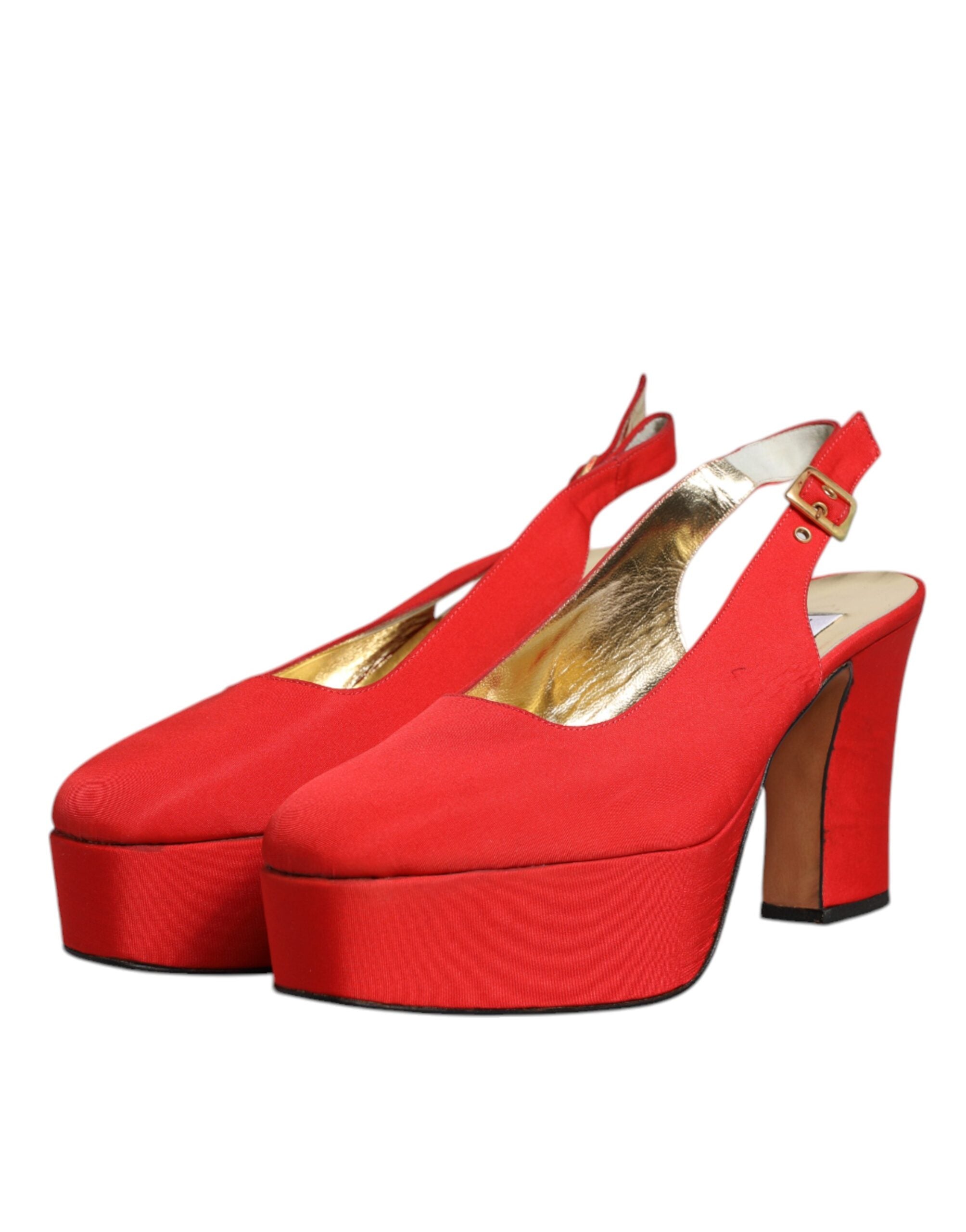 Dolce & Gabbana Red Platform Slingback Heels Sandals Women's Shoes (Pre-Owned)