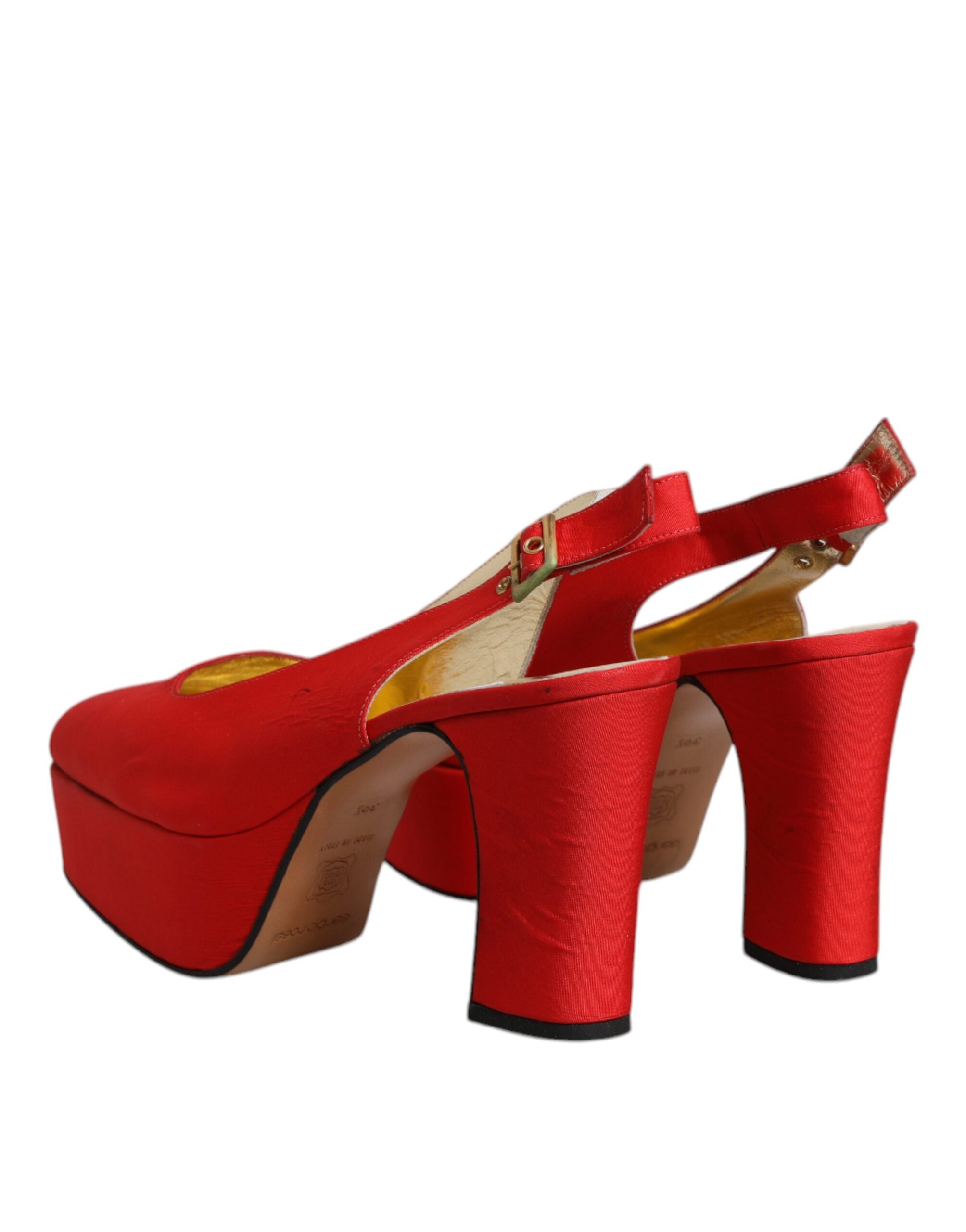 Dolce & Gabbana Red Platform Slingback Heels Sandals Women's Shoes (Pre-Owned)