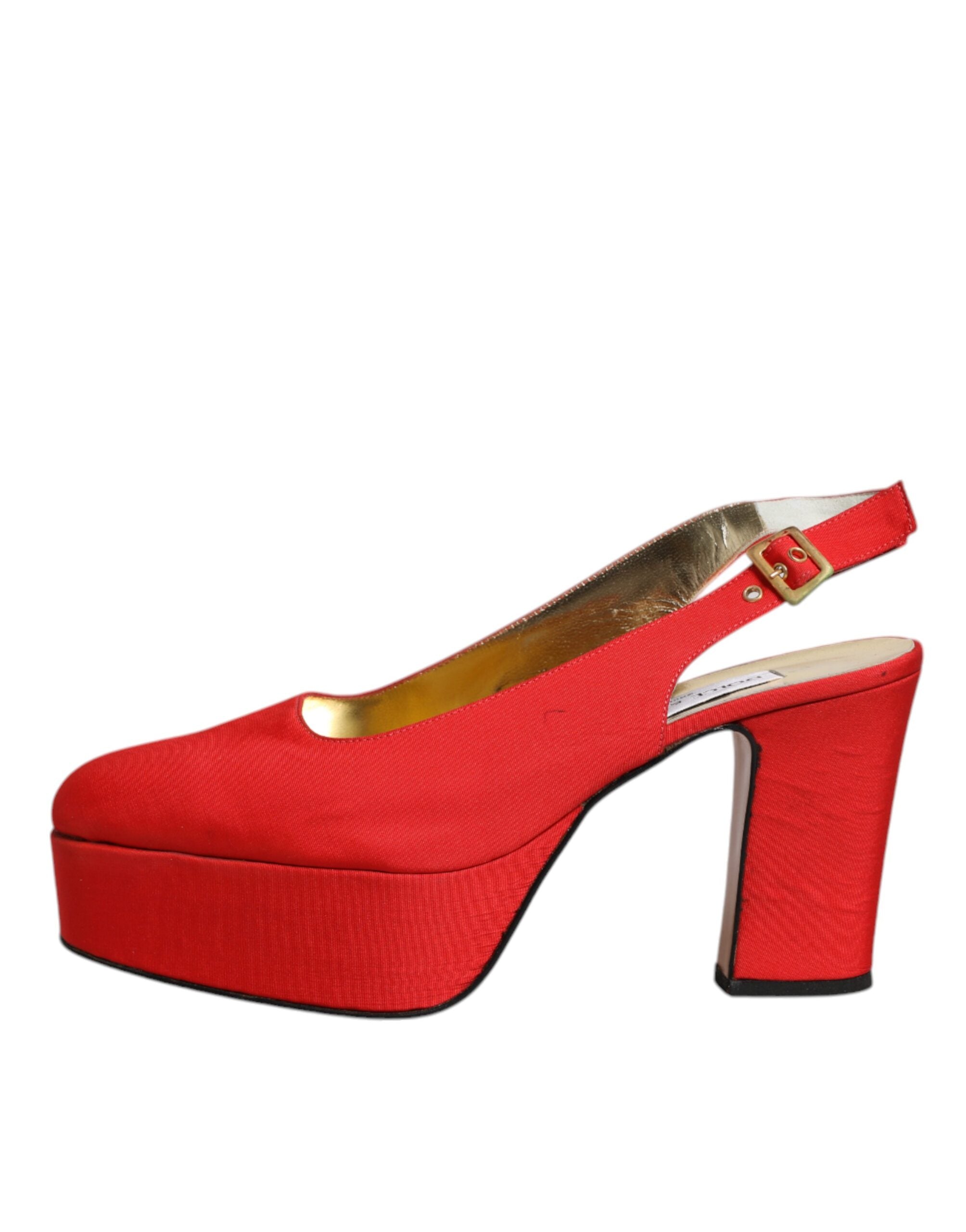 Dolce & Gabbana Red Platform Slingback Heels Sandals Women's Shoes (Pre-Owned)