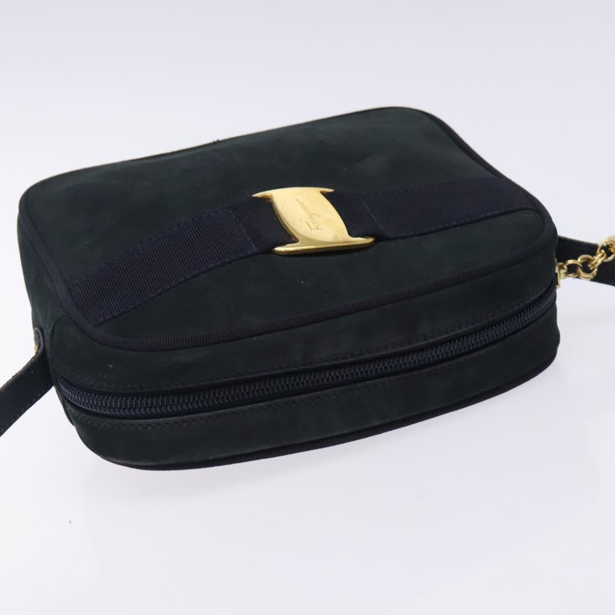 Salvatore Ferragamo Vala Suede Navy Suede Shoulder Bag Bag (Pre-Owned)