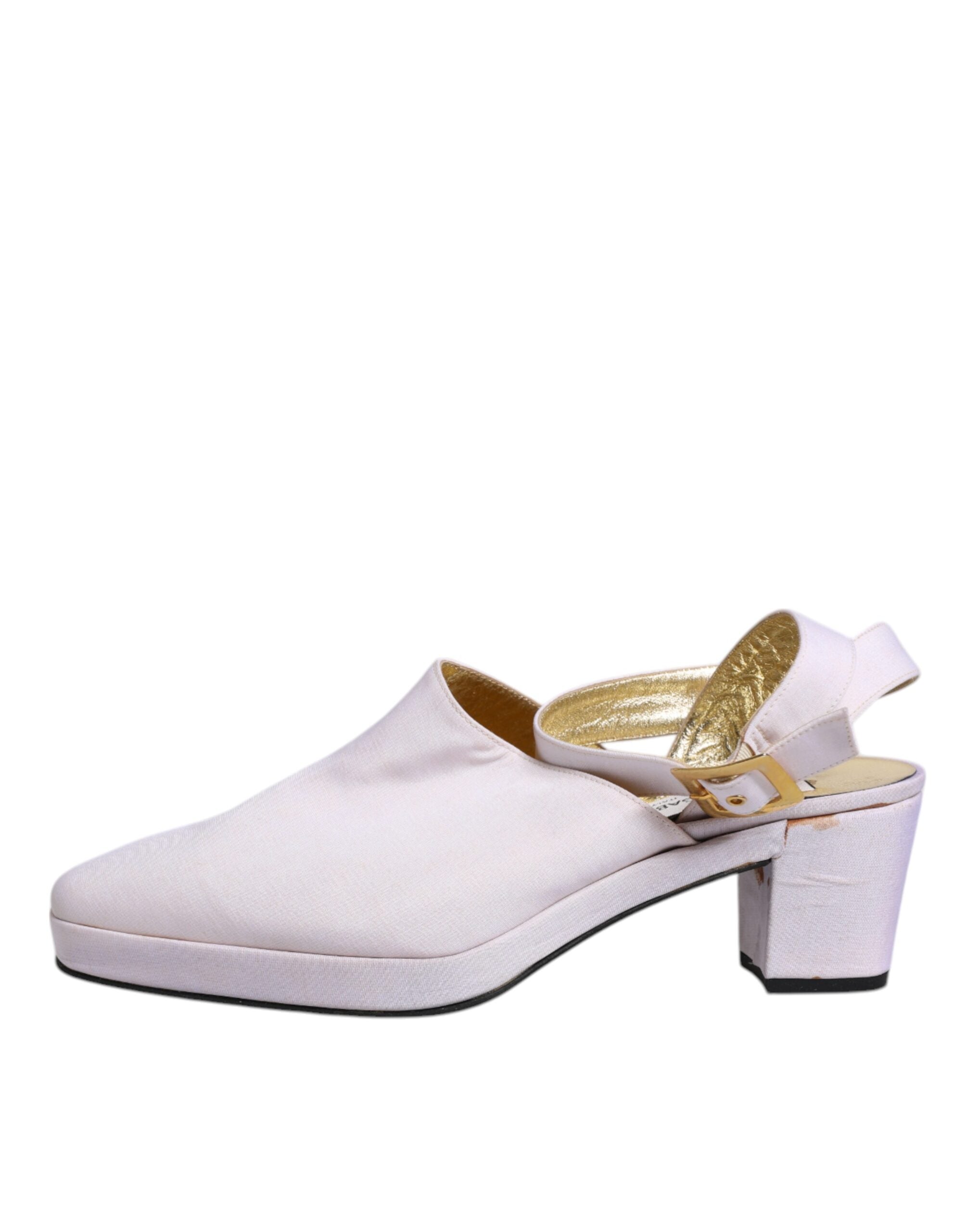 Dolce & Gabbana Off White Block Heel Slingback Sandals Women's Shoes (Pre-Owned)