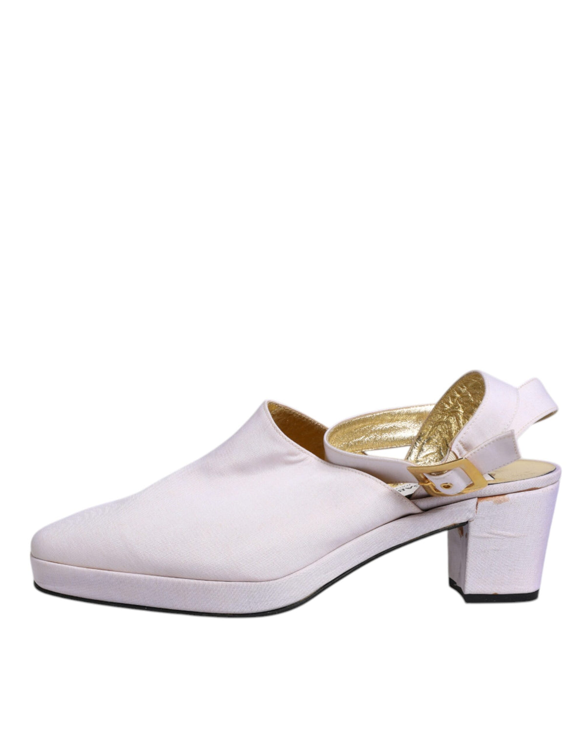 Dolce & Gabbana Off White Block Heel Slingback Sandals Women's Shoes (Pre-Owned)