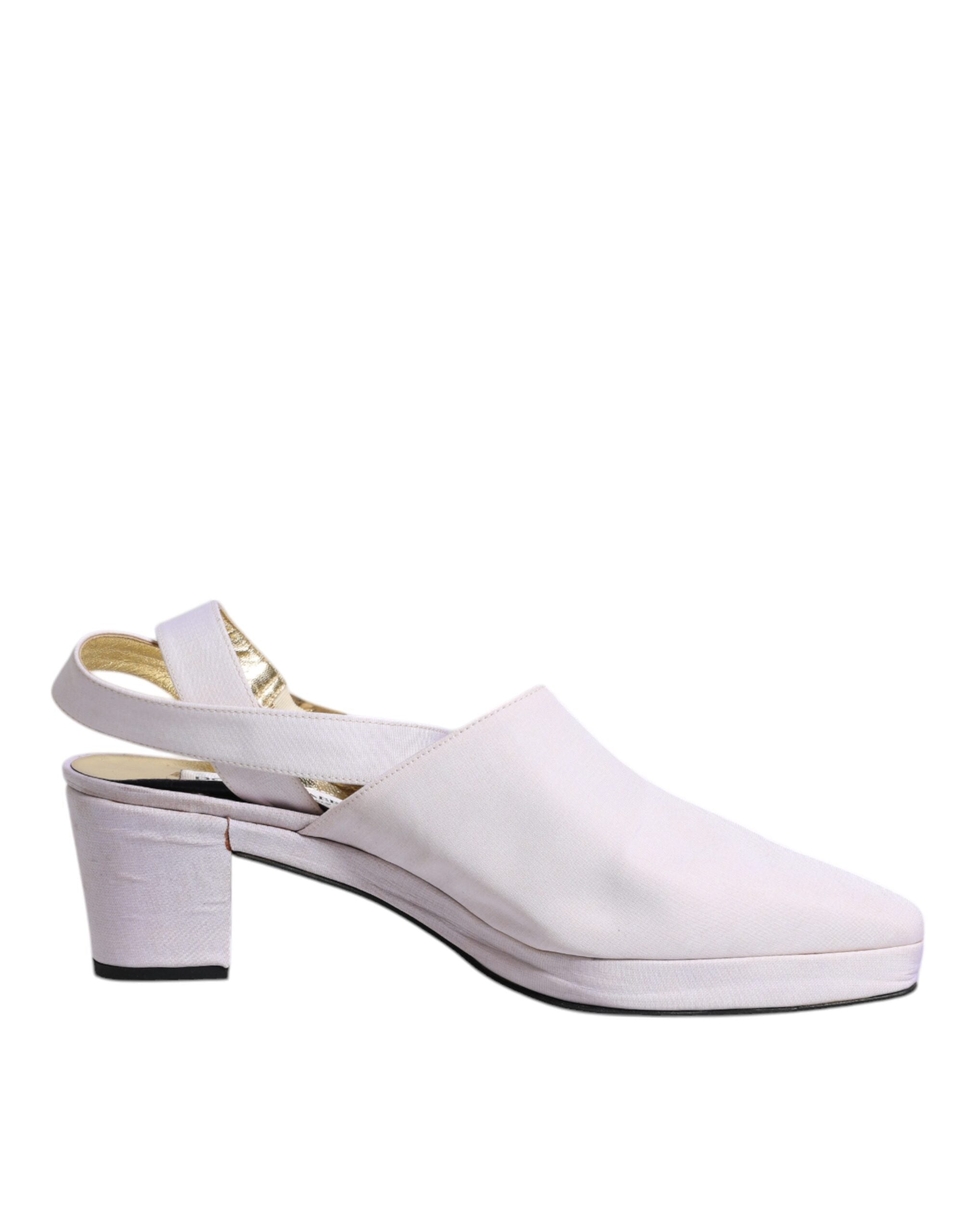 Dolce & Gabbana Off White Block Heel Slingback Sandals Women's Shoes (Pre-Owned)