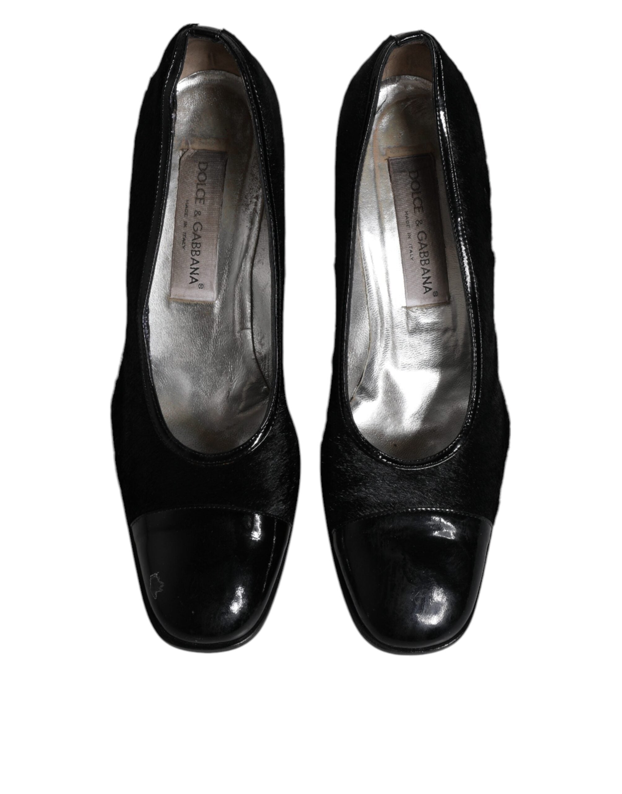 Dolce & Gabbana Black Leather Block Heels Pumps Women's Shoes (Pre-Owned)