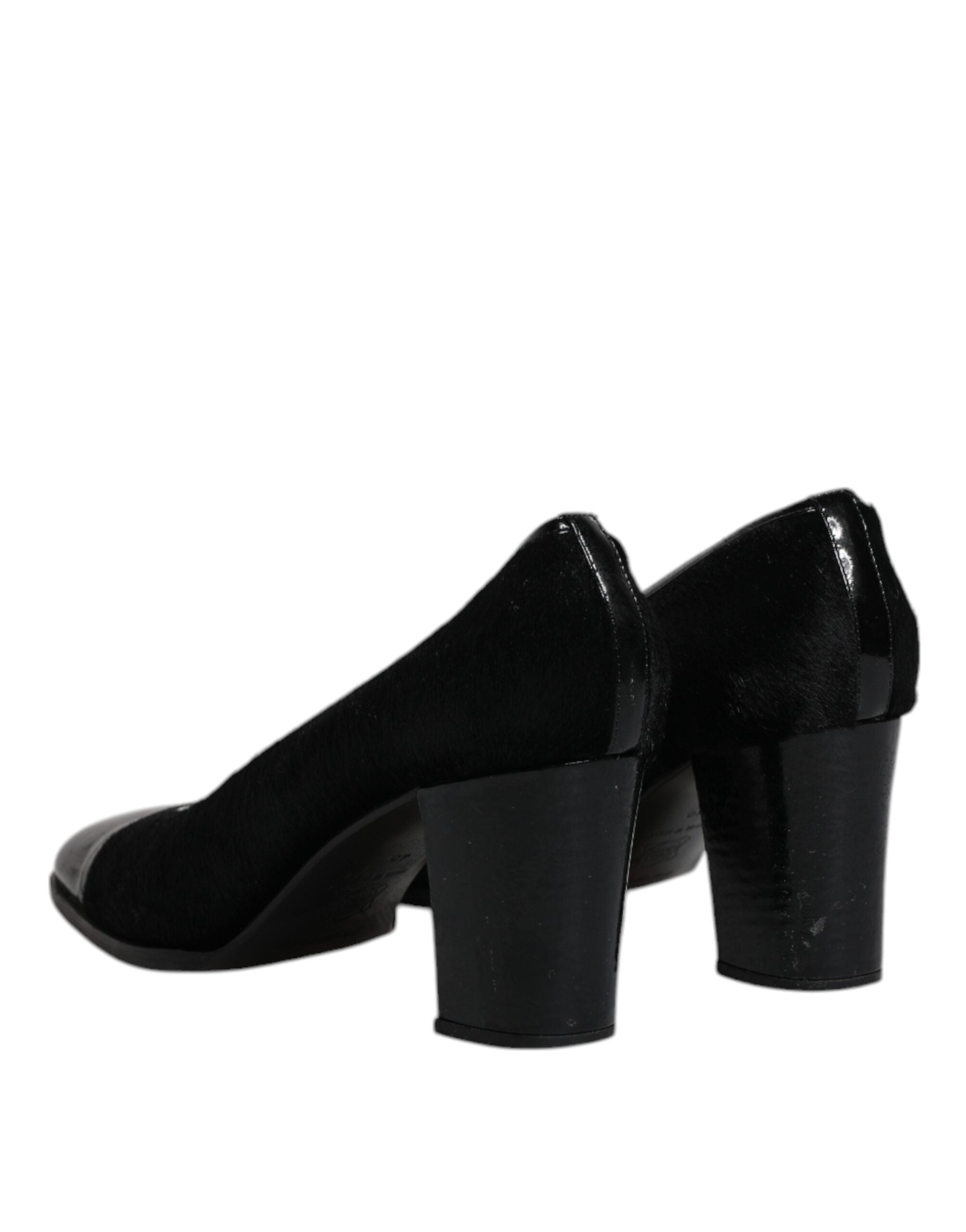 Dolce & Gabbana Black Leather Block Heels Pumps Women's Shoes (Pre-Owned)