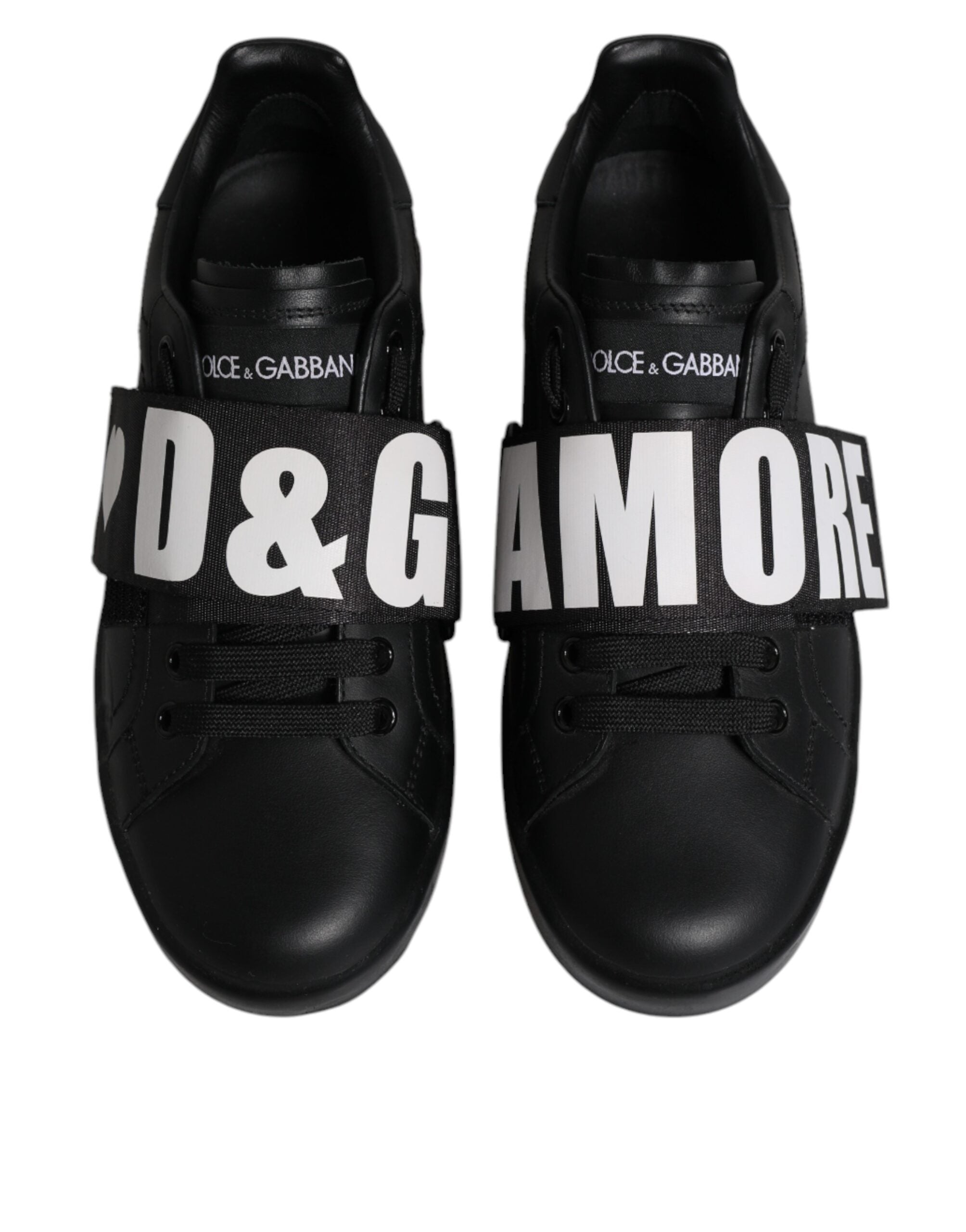 Dolce & Gabbana Black D&G AMORE Low Top Sneakers Women's Shoes