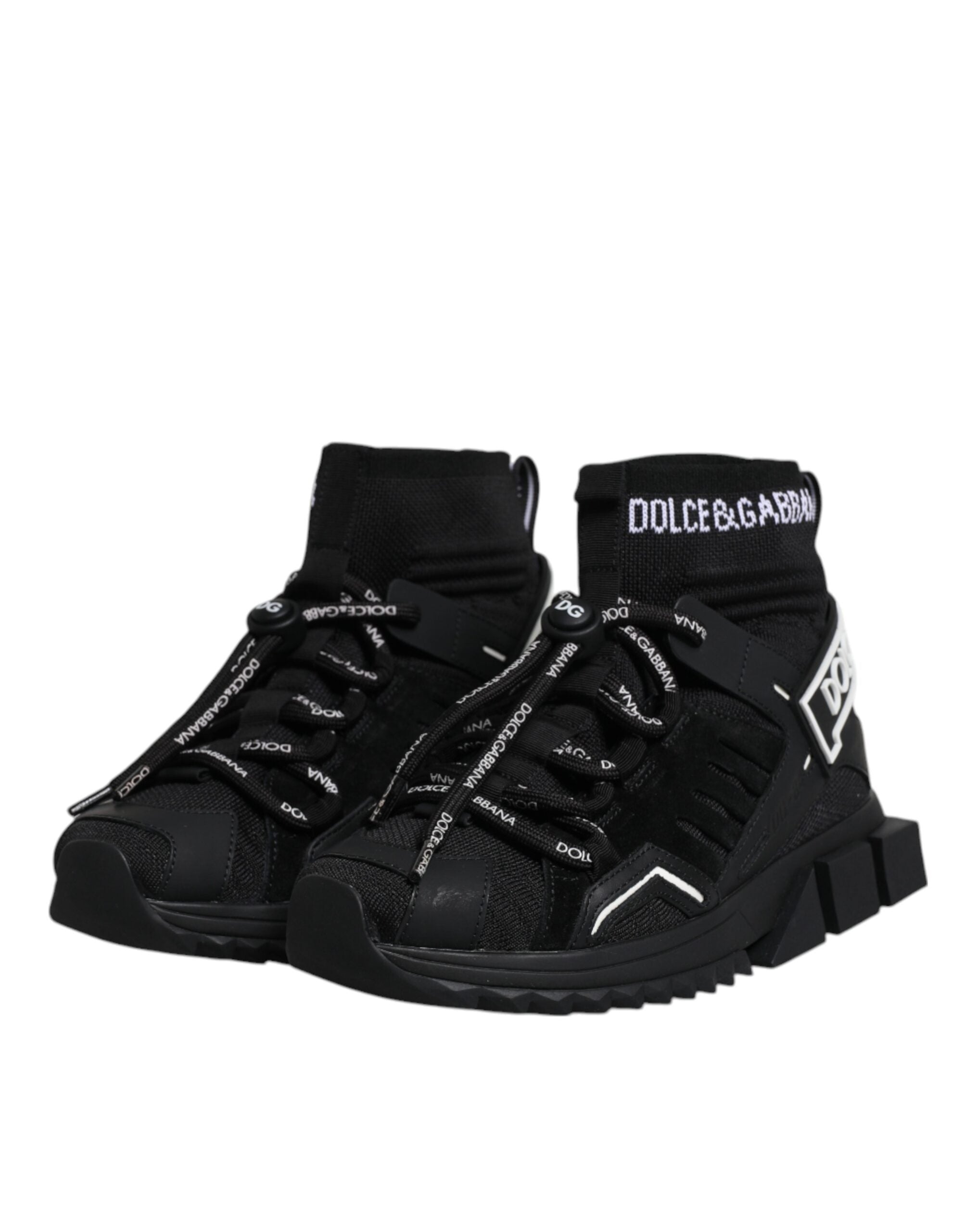 Dolce & Gabbana Black Sorrento Socks Logo Sneakers Women's Shoes