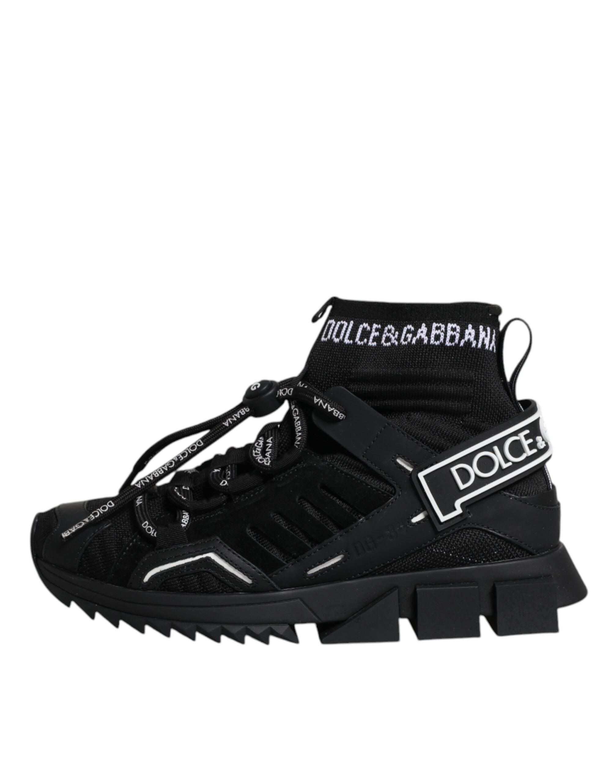 Dolce & Gabbana Black Sorrento Socks Logo Sneakers Women's Shoes
