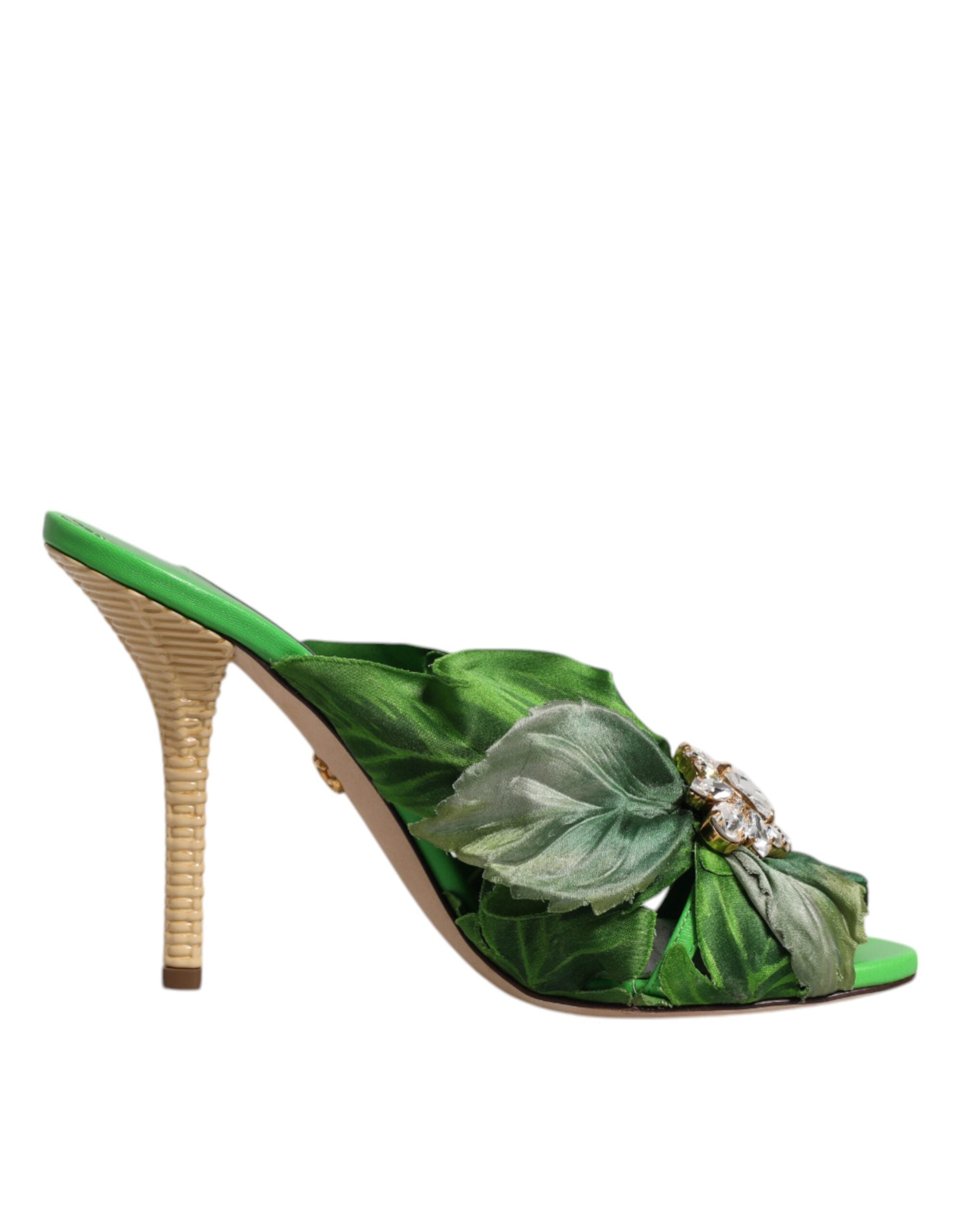 Dolce & Gabbana Green Crystal Slides KEIRA Sandal Women's Shoes