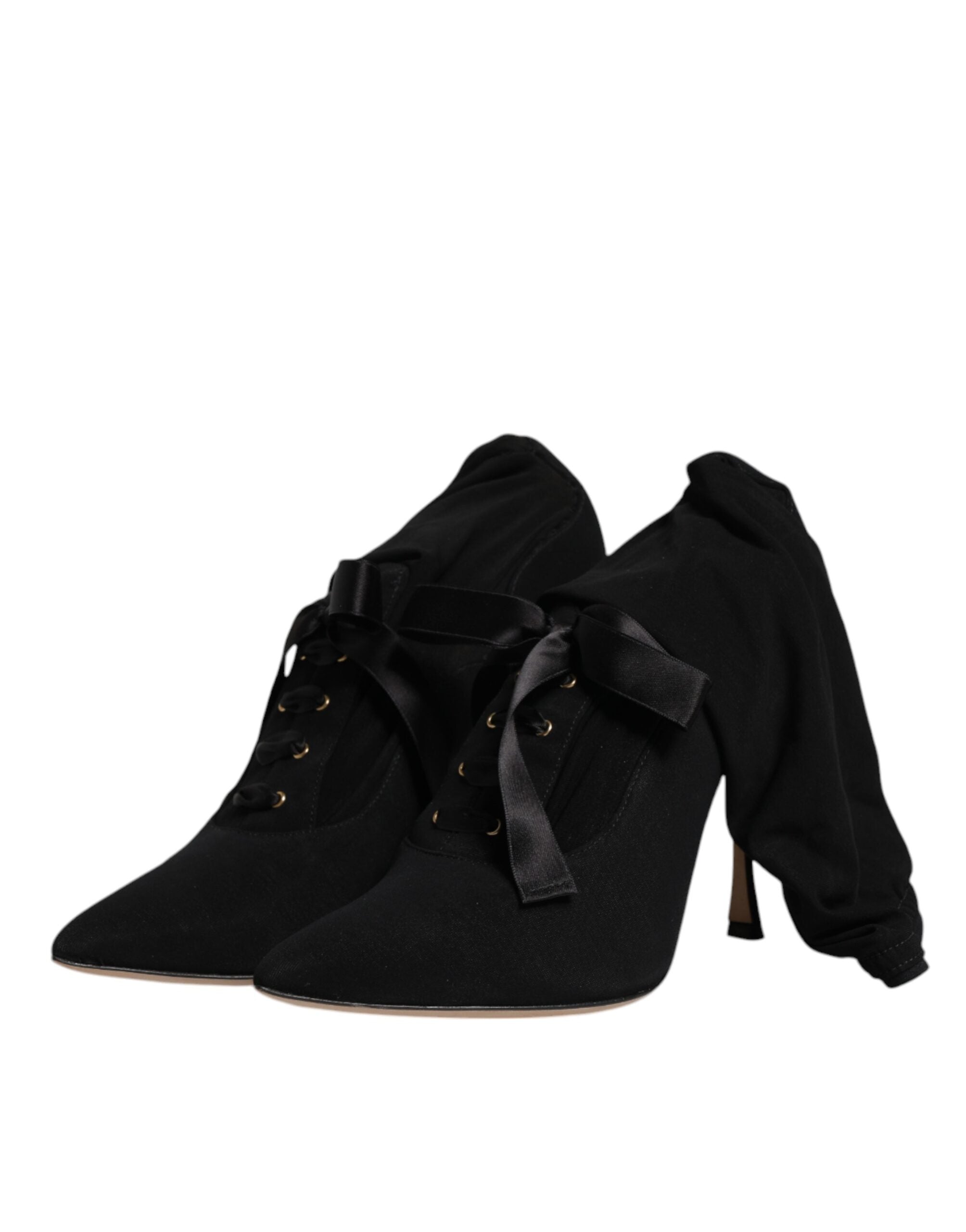 Dolce & Gabbana Black Stiletto Heels Mid Calf Boots Women's Shoes (Pre-Owned)