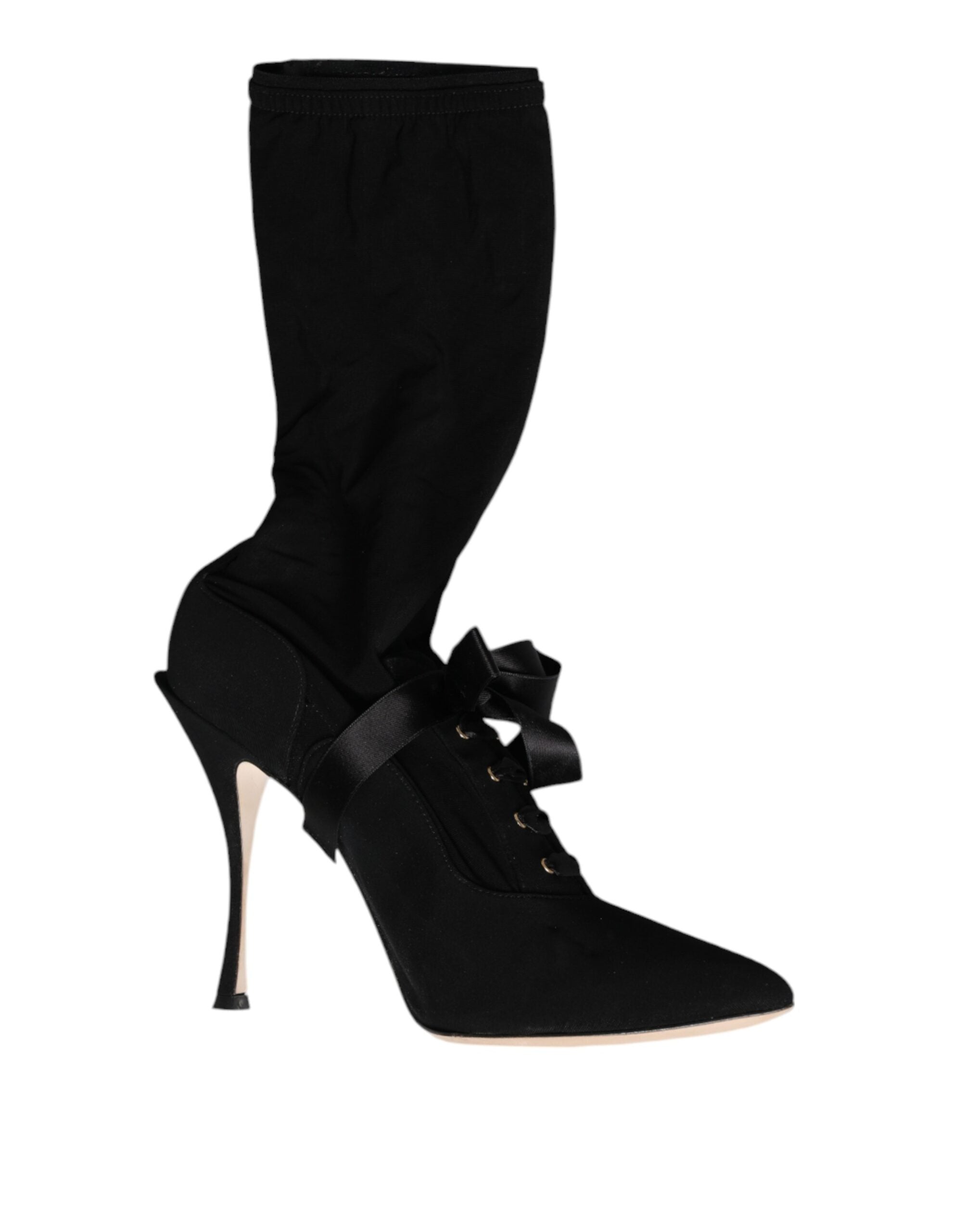 Dolce & Gabbana Black Stiletto Heels Mid Calf Boots Women's Shoes (Pre-Owned)