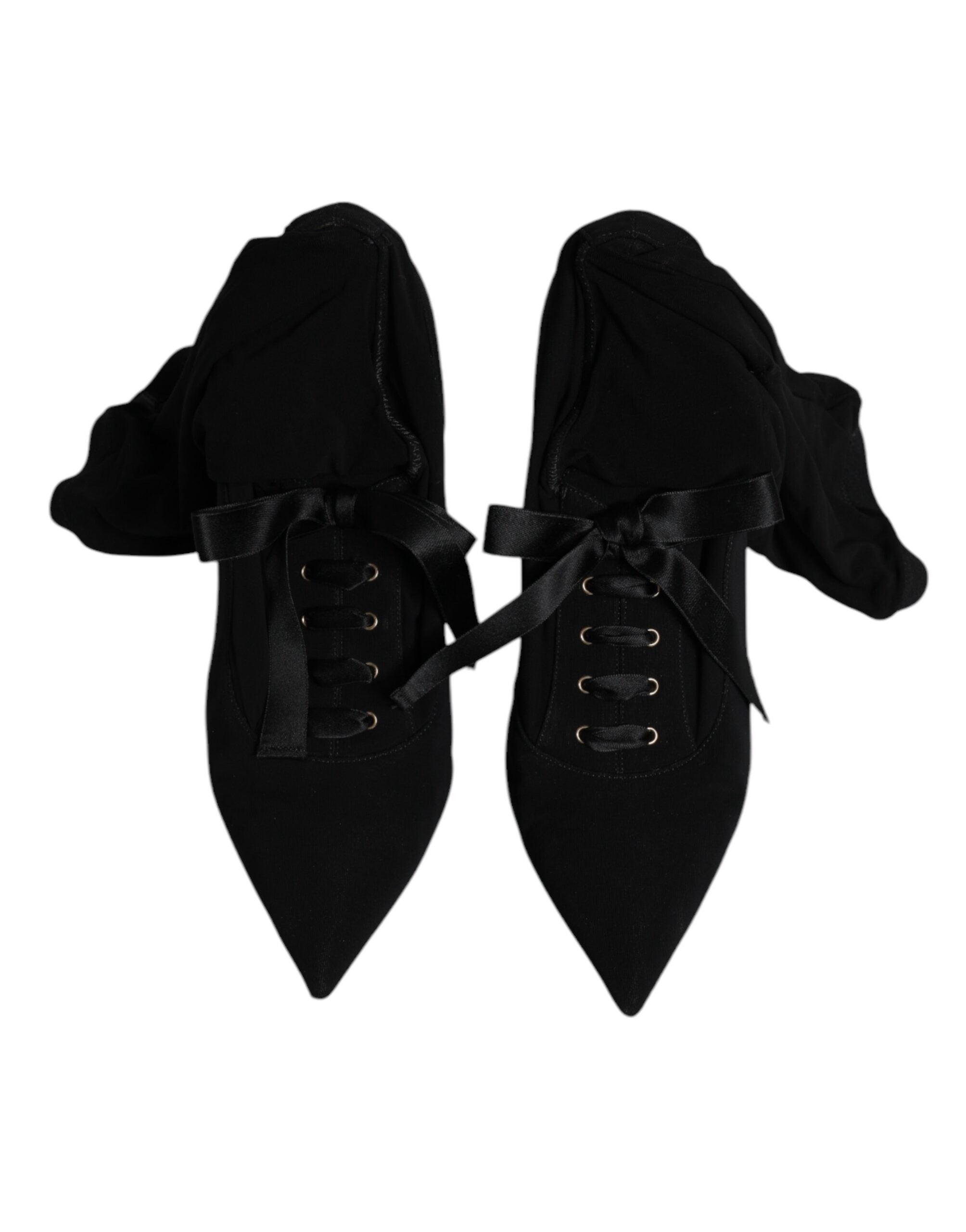 Dolce & Gabbana Black Stiletto Heels Mid Calf Boots Women's Shoes (Pre-Owned)