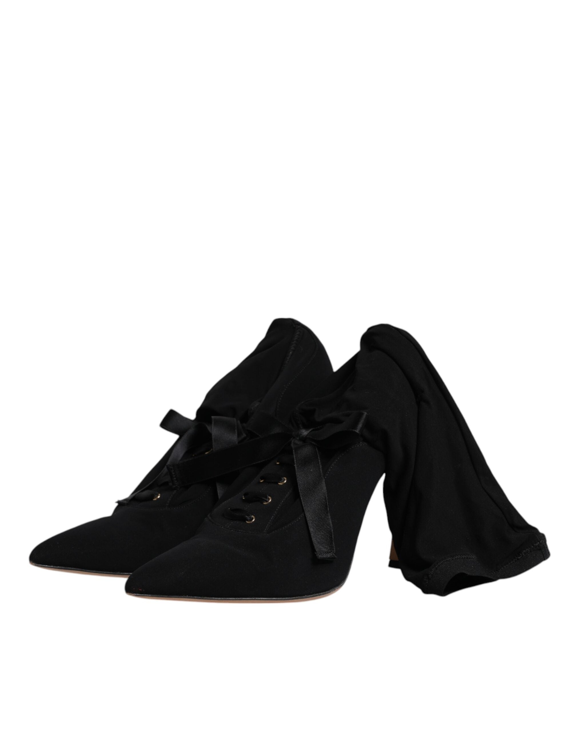 Dolce & Gabbana Black Stiletto Heels Mid Calf Boots Women's Shoes (Pre-Owned)