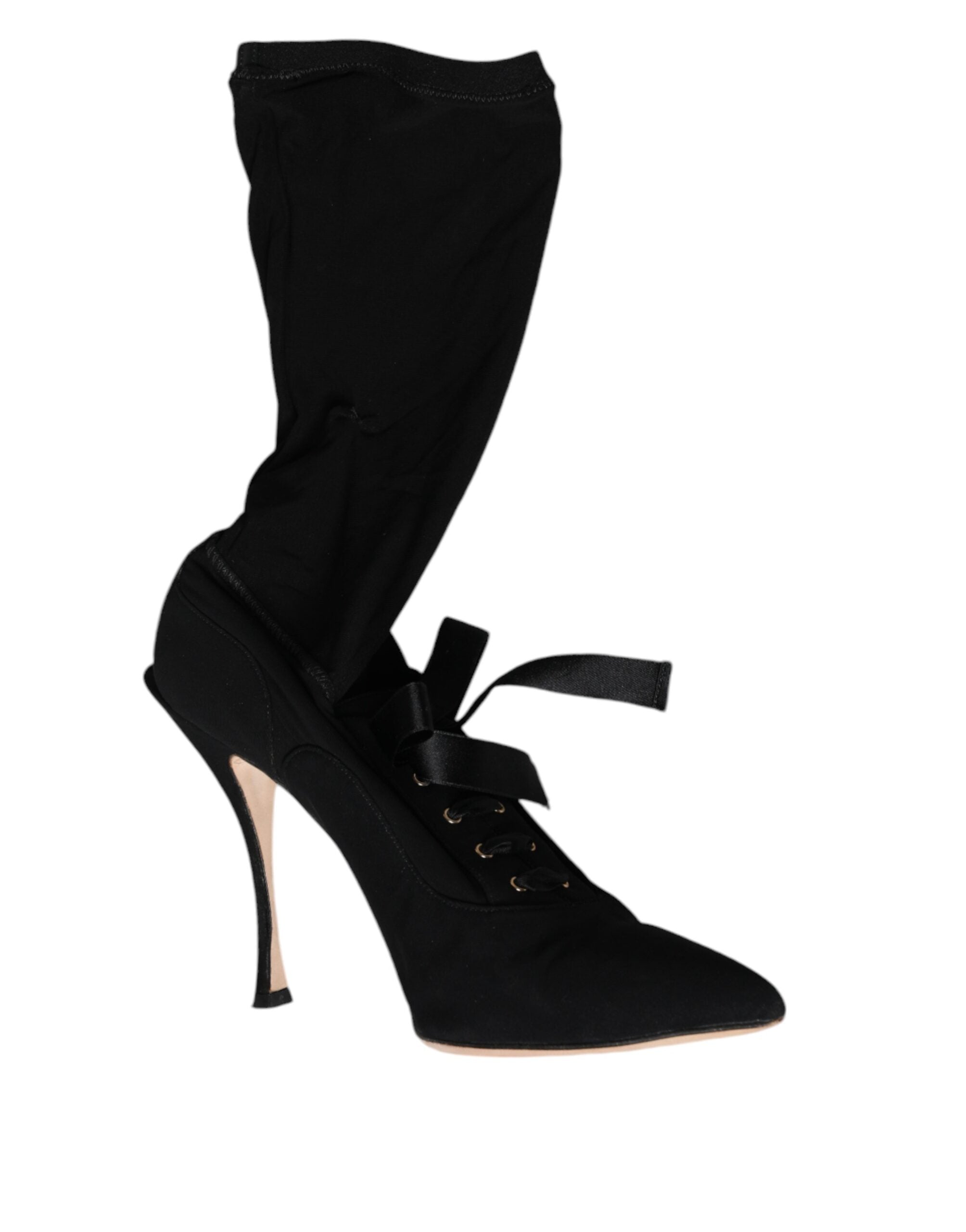 Dolce & Gabbana Black Stiletto Heels Mid Calf Boots Women's Shoes (Pre-Owned)