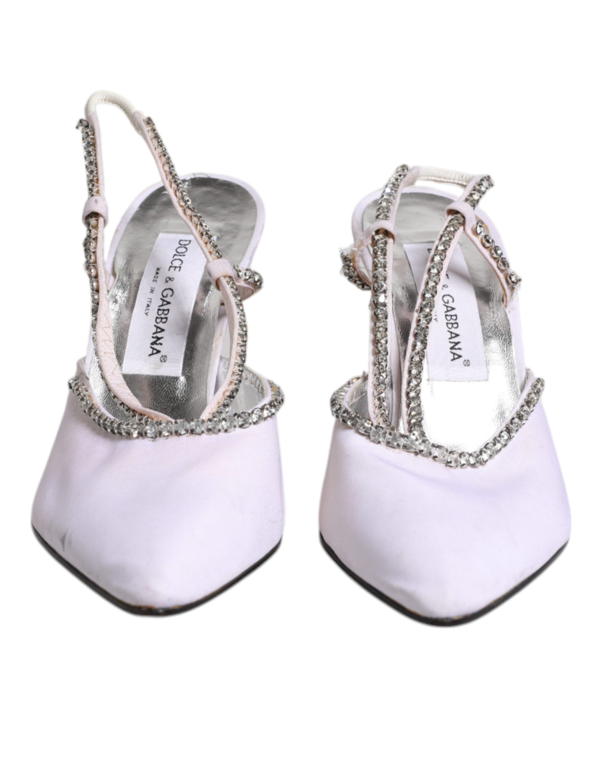 Dolce & Gabbana White Strass Crystal Slingbacks Pumps Women's Shoes (Pre-Owned)