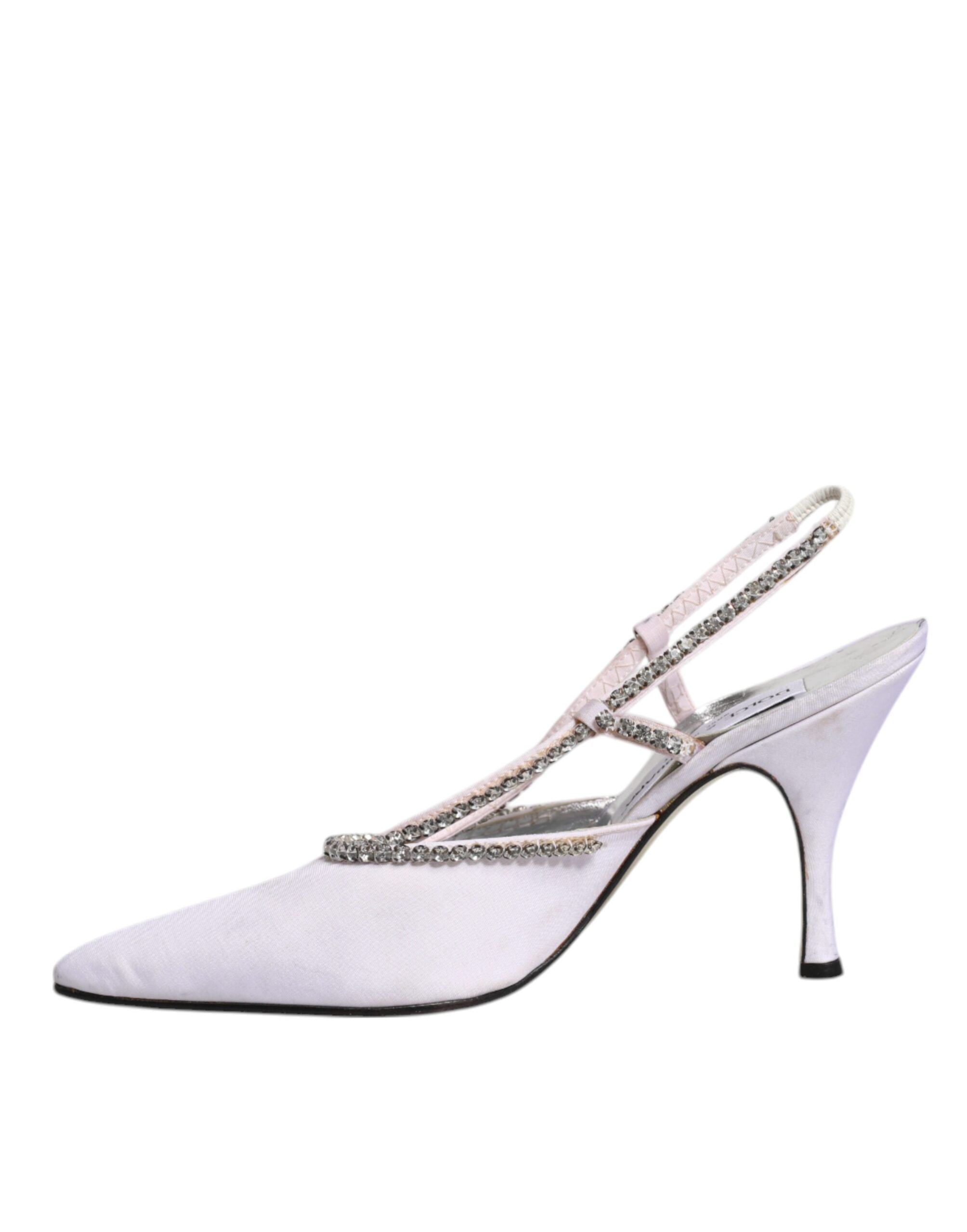 Dolce & Gabbana White Strass Crystal Slingbacks Pumps Women's Shoes (Pre-Owned)