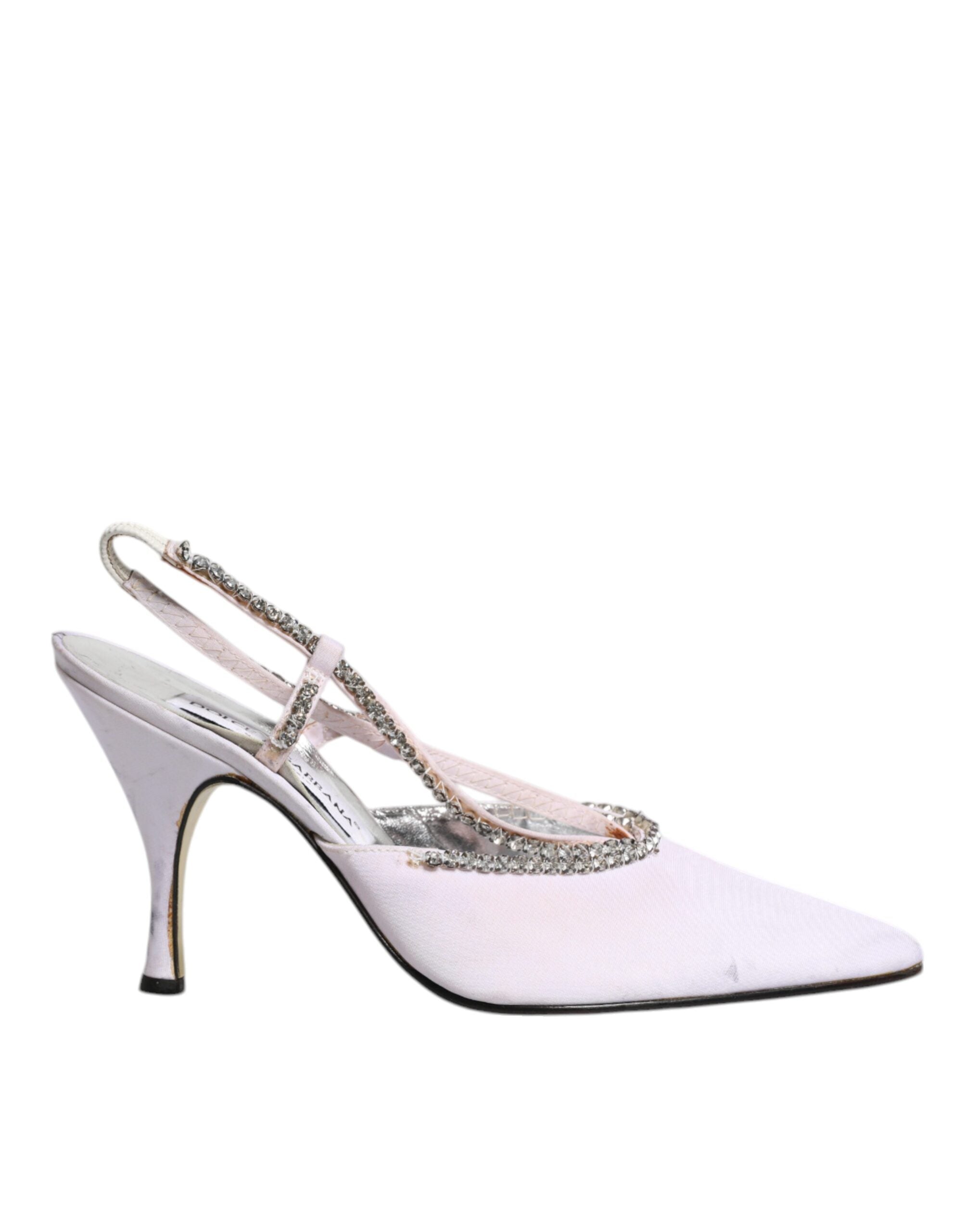 Dolce & Gabbana White Strass Crystal Slingbacks Pumps Women's Shoes (Pre-Owned)