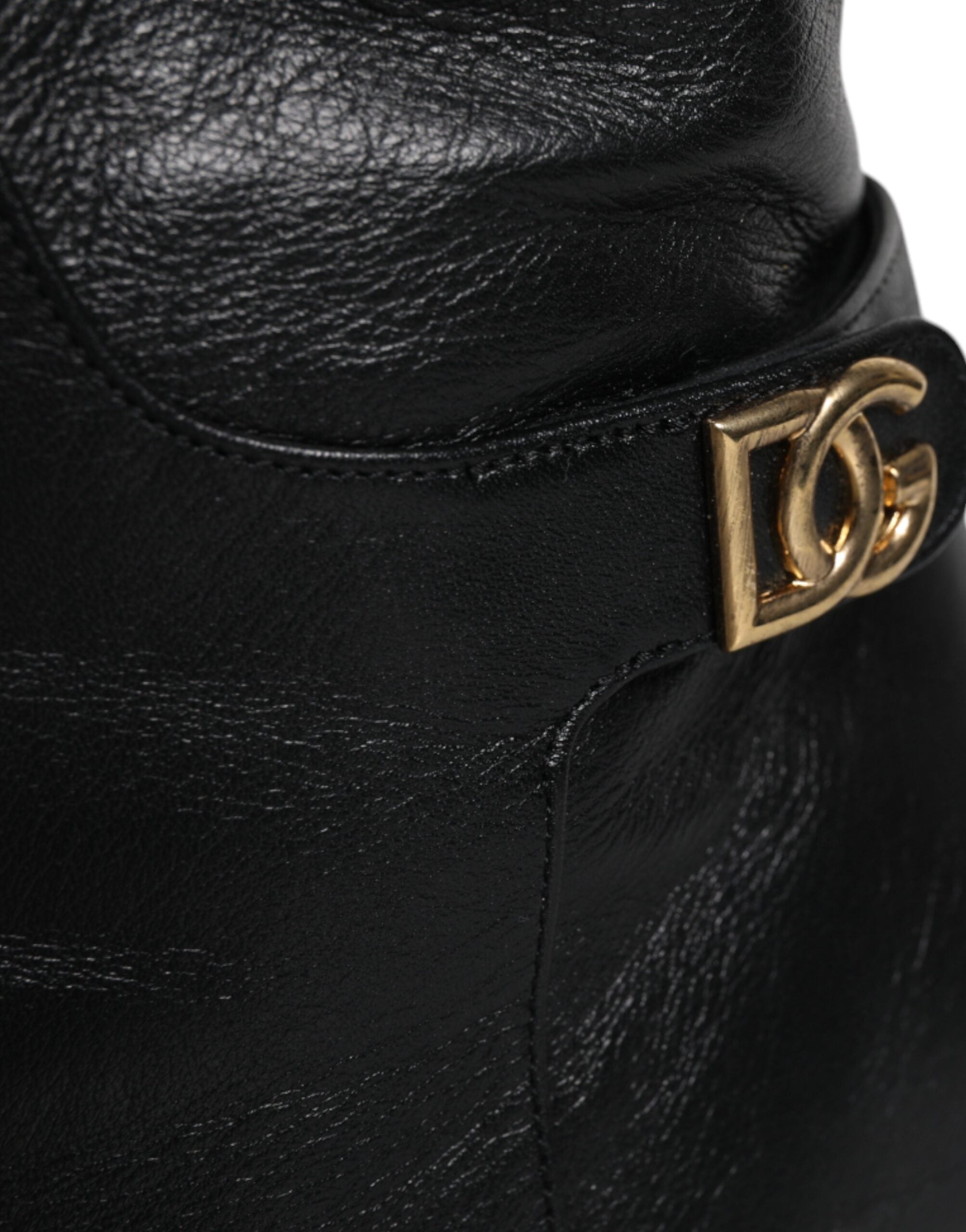 Dolce & Gabbana Black Leather Heels Knee High Boots Women's Shoes (Pre-Owned)