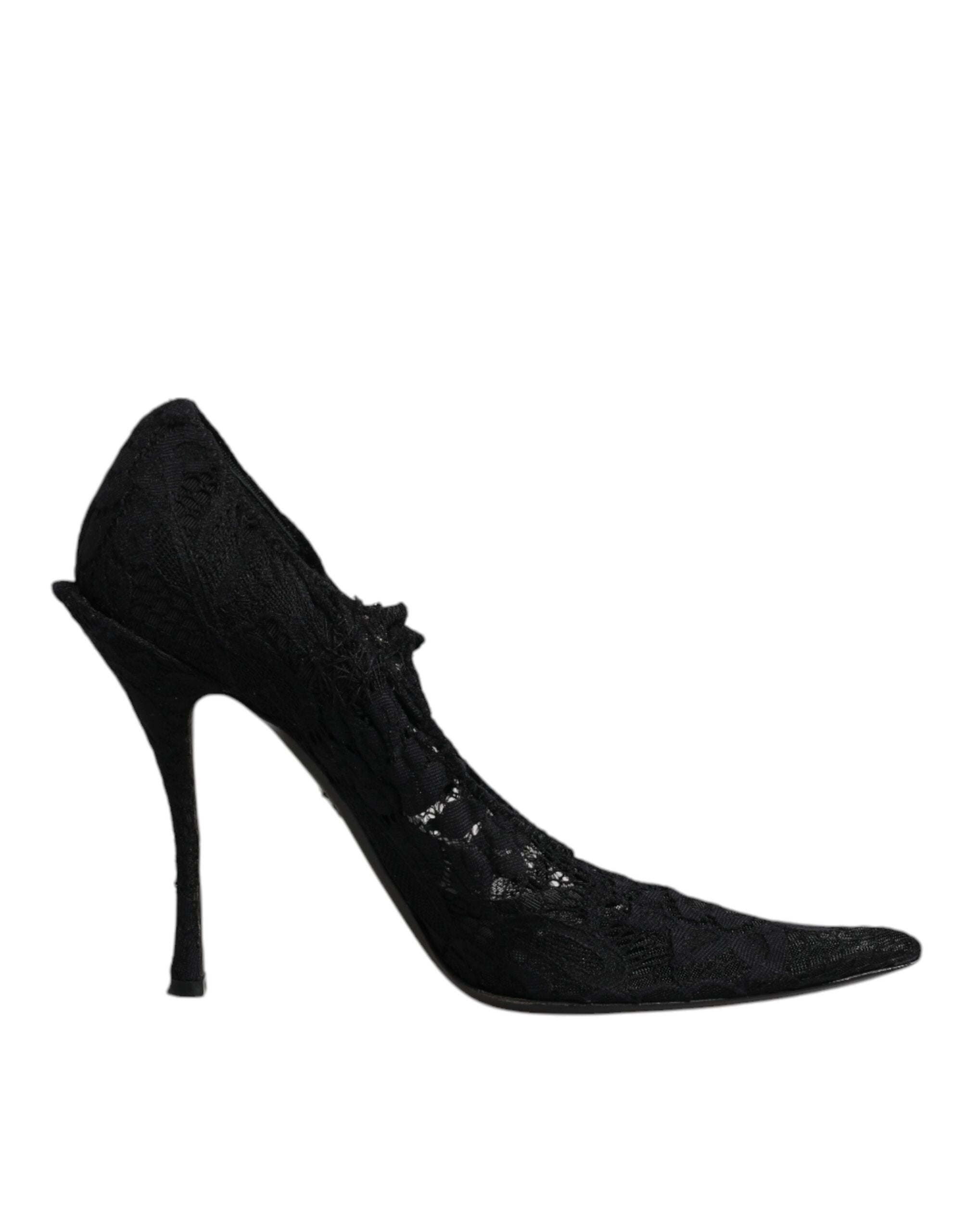 Dolce & Gabbana Black Lace Crystals Mary Jane Pumps Women's Shoes (Pre-Owned)