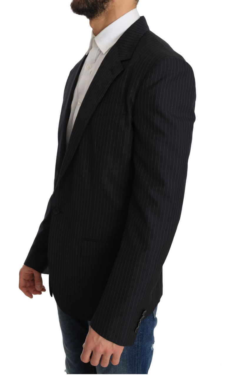 Dolce & Gabbana Gray Striped Wool Jacket Coat Slim Men's Blazer