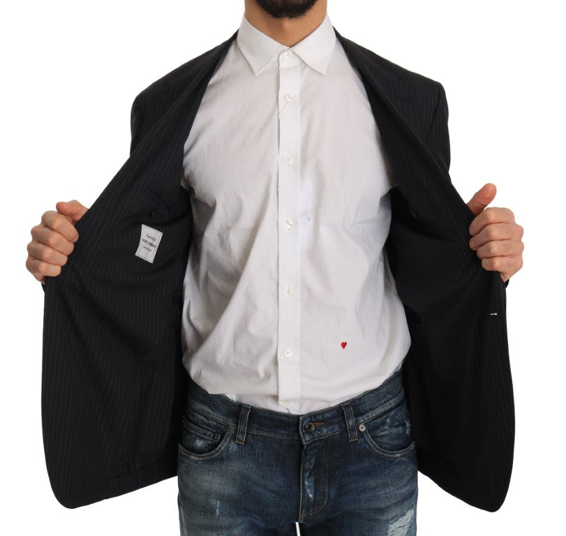 Dolce & Gabbana Gray Striped Wool Jacket Coat Slim Men's Blazer