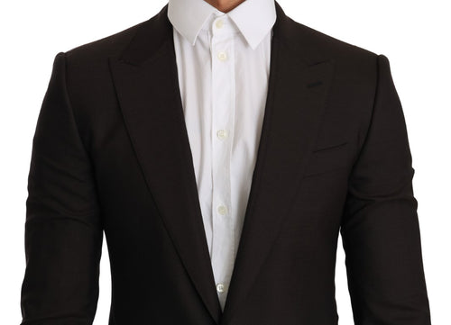 Dolce & Gabbana Sleek Slim Brown Virgin Wool Blazer Men's Jacket