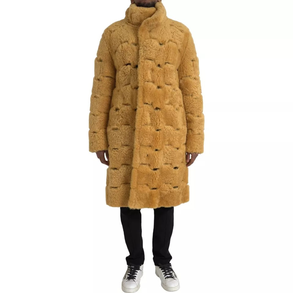 Bottega Veneta Yellow Wool Long Teddy Coat Men's Jacket