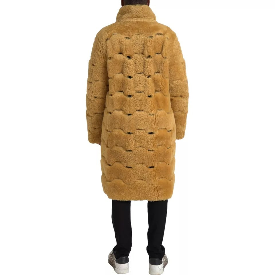 Bottega Veneta Yellow Wool Long Teddy Coat Men's Jacket