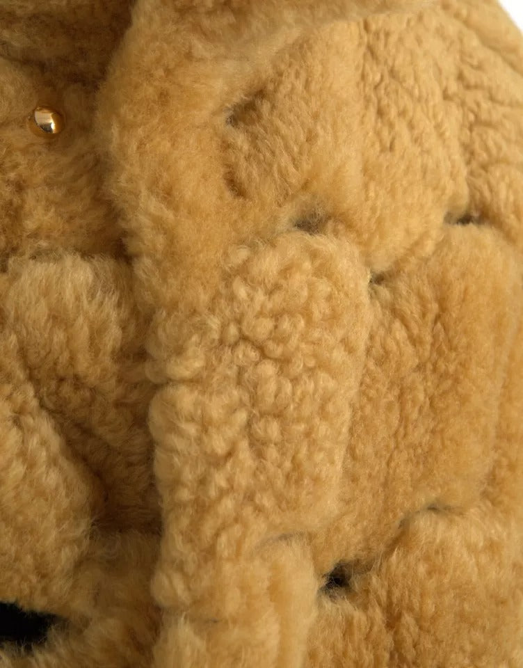 Bottega Veneta Yellow Wool Long Teddy Coat Men's Jacket