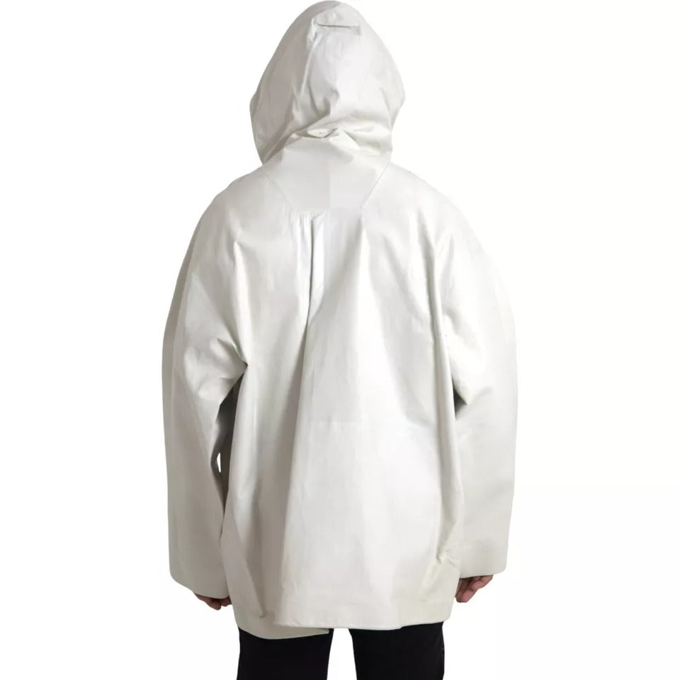 Bottega Veneta White Leather Men Waterproof Jacket Men's Blouson