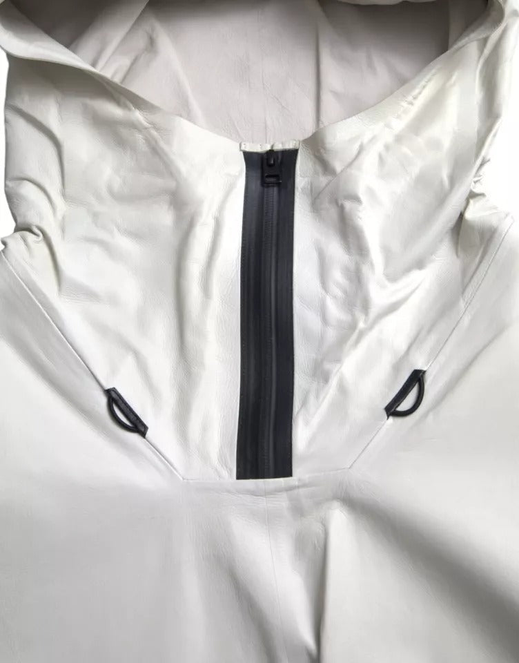 Bottega Veneta White Leather Men Waterproof Jacket Men's Blouson