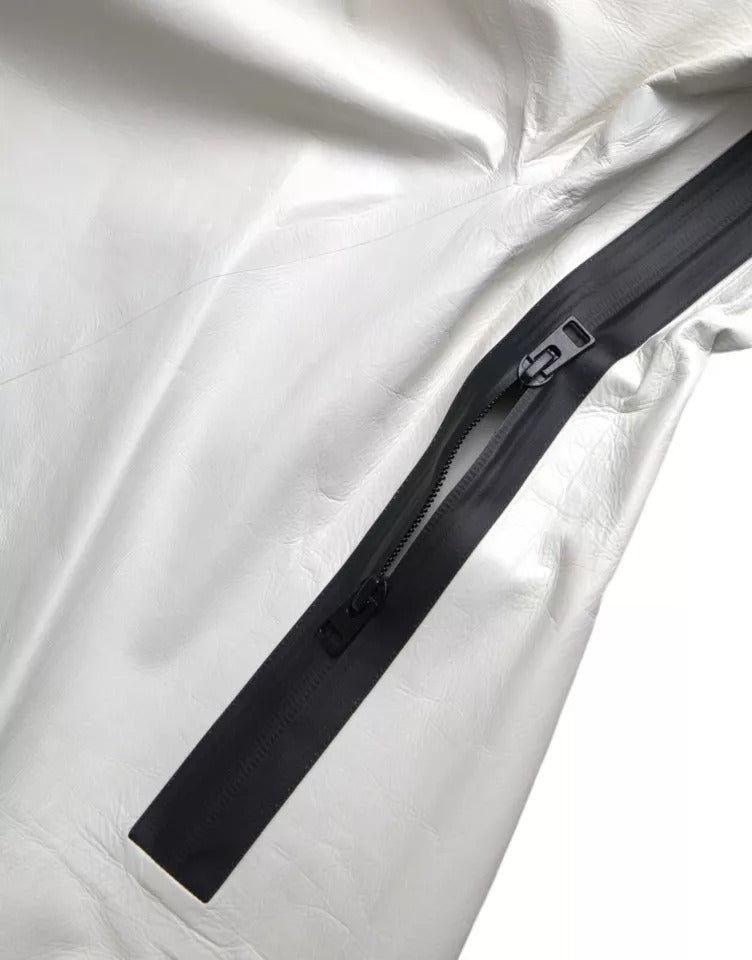 Bottega Veneta White Leather Men Waterproof Jacket Men's Blouson