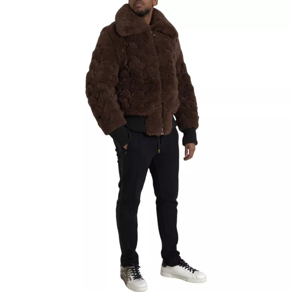Bottega Veneta Brown Fur Lamb Shearling Coat Men's Jacket