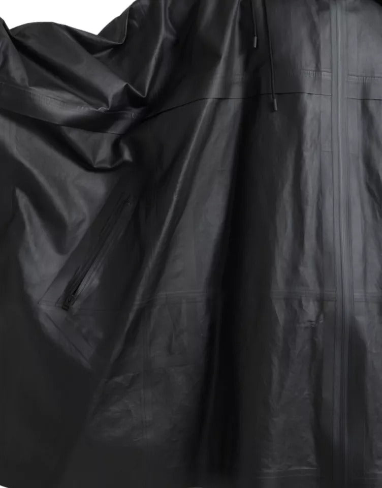 Bottega Veneta Black Leather Hooded Men Trenchcoat Men's Jacket