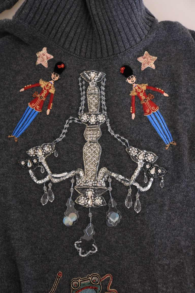Dolce & Gabbana Fairy Tale Crystal Gray Cashmere Women's Sweater