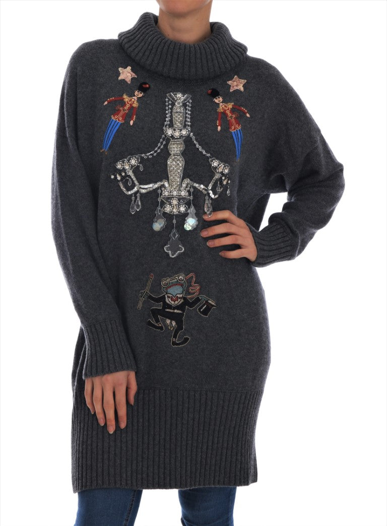 Dolce & Gabbana Fairy Tale Crystal Gray Cashmere Women's Sweater