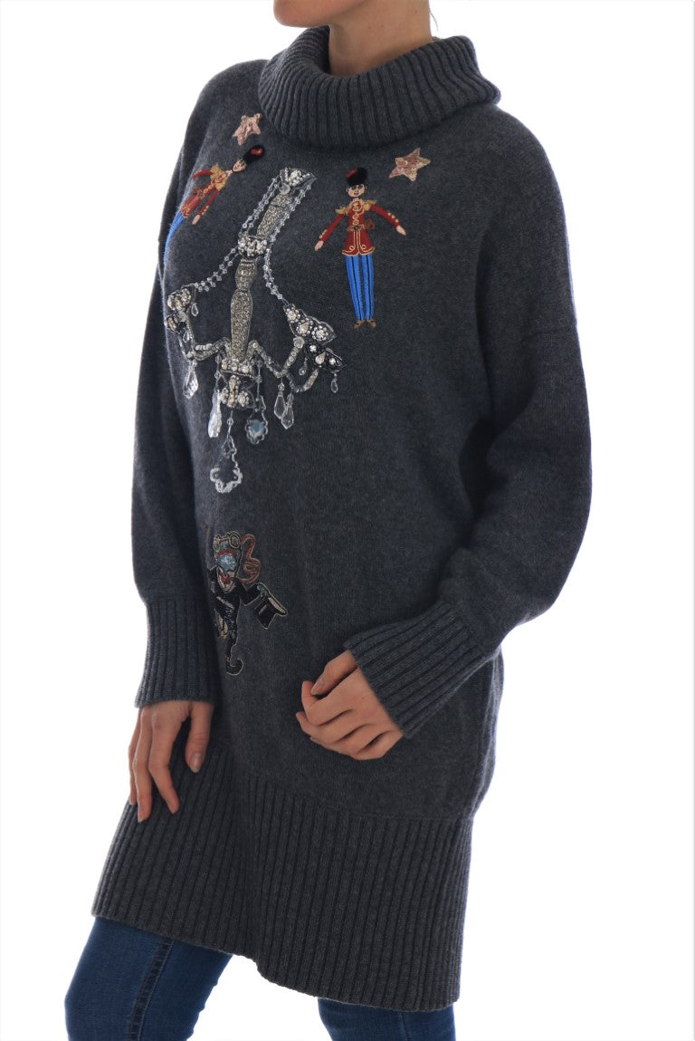 Dolce & Gabbana Fairy Tale Crystal Gray Cashmere Women's Sweater