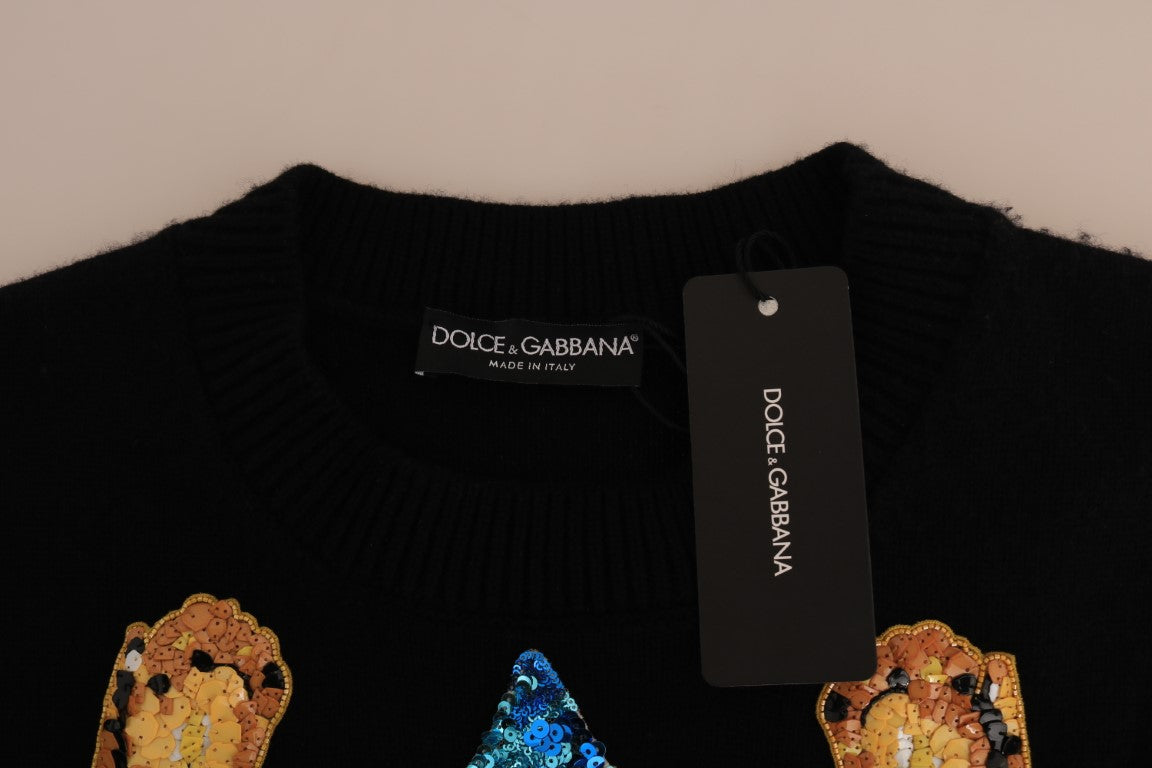 Dolce & Gabbana Fairy Tale Crystal Black Cashmere Women's Sweater