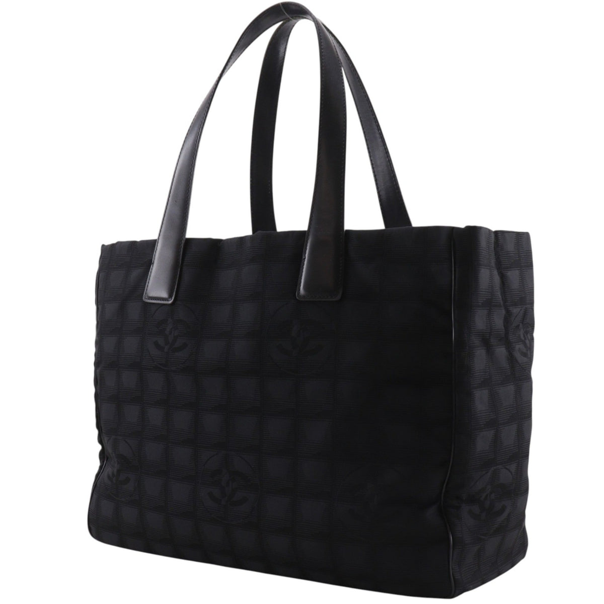 Chanel Travel Line Nylon Black Nylon Tote Bag Bag (Pre-Owned)