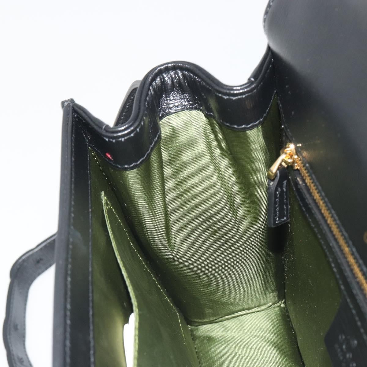 Gucci Gg Ring Leather Black Leather Shoulder Bag Bag (Pre-Owned)