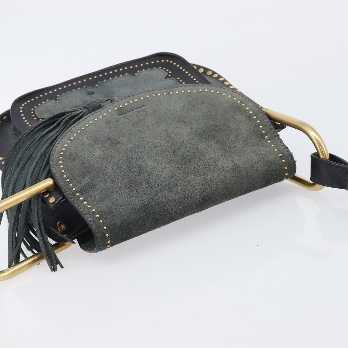 Chloe Hudson Studded Leather Black Leather Handbag (Pre-Owned)