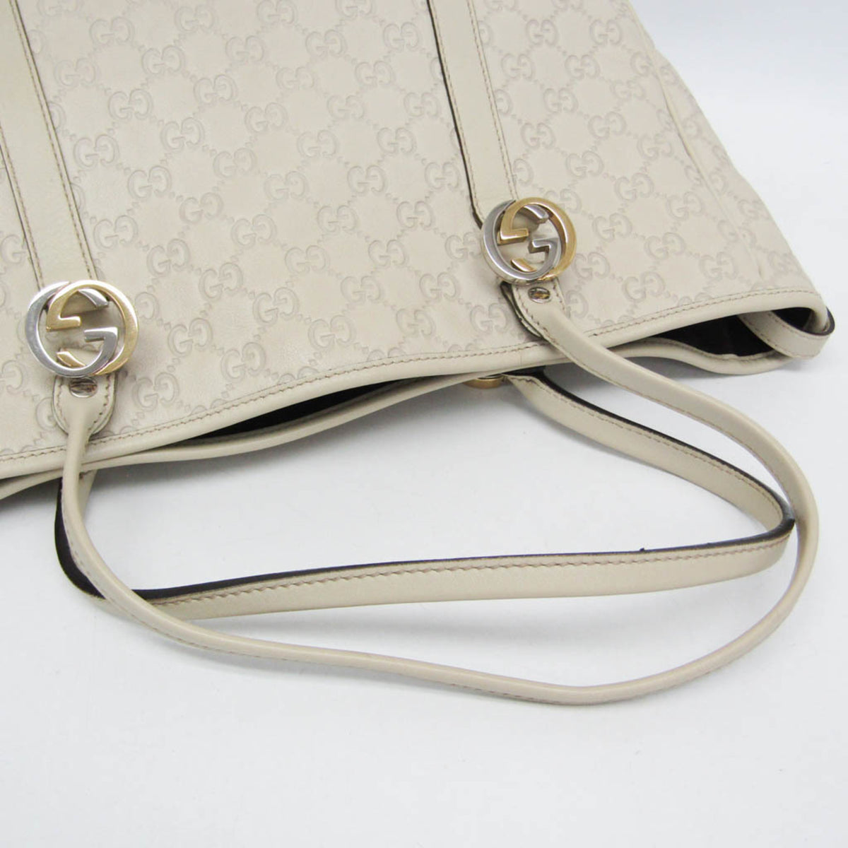 Gucci Twins Guccissima Leather Beige Leather Tote Bag Bag (Pre-Owned)