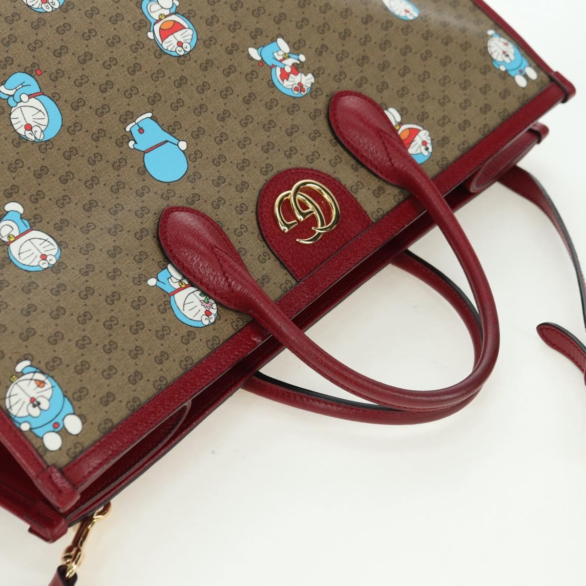 Gucci Doraemon Tote Printed Mini Gg Coated Canvas Beige Canvas Tote Bag Bag (Pre-Owned)