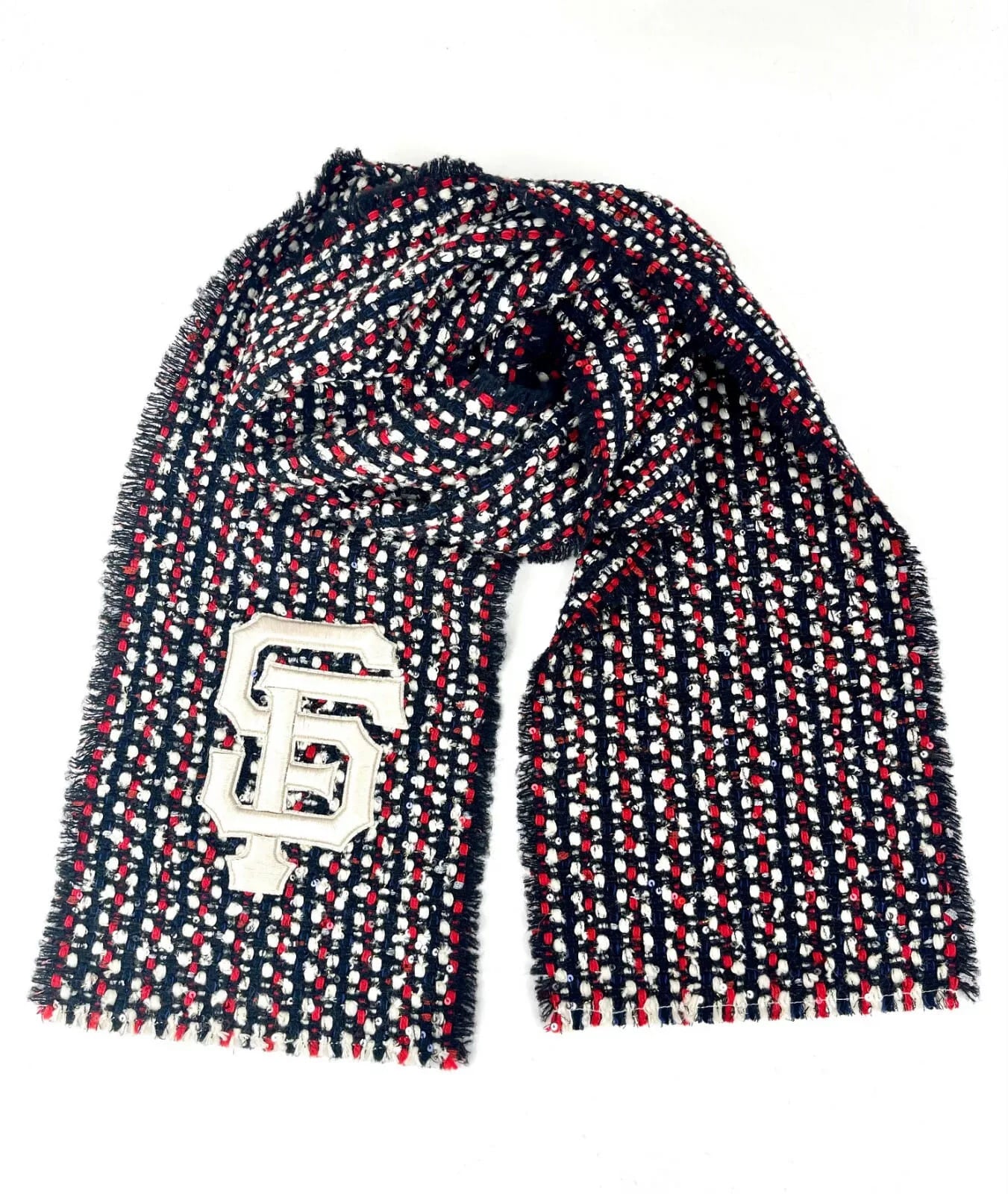 Gucci SF Giant Blue Red Ivory Wool Blend Long Scarf