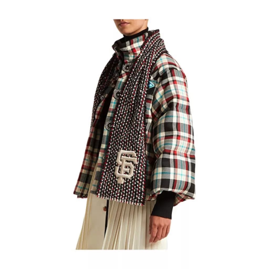 Gucci SF Giant Blue Red Ivory Wool Blend Long Scarf