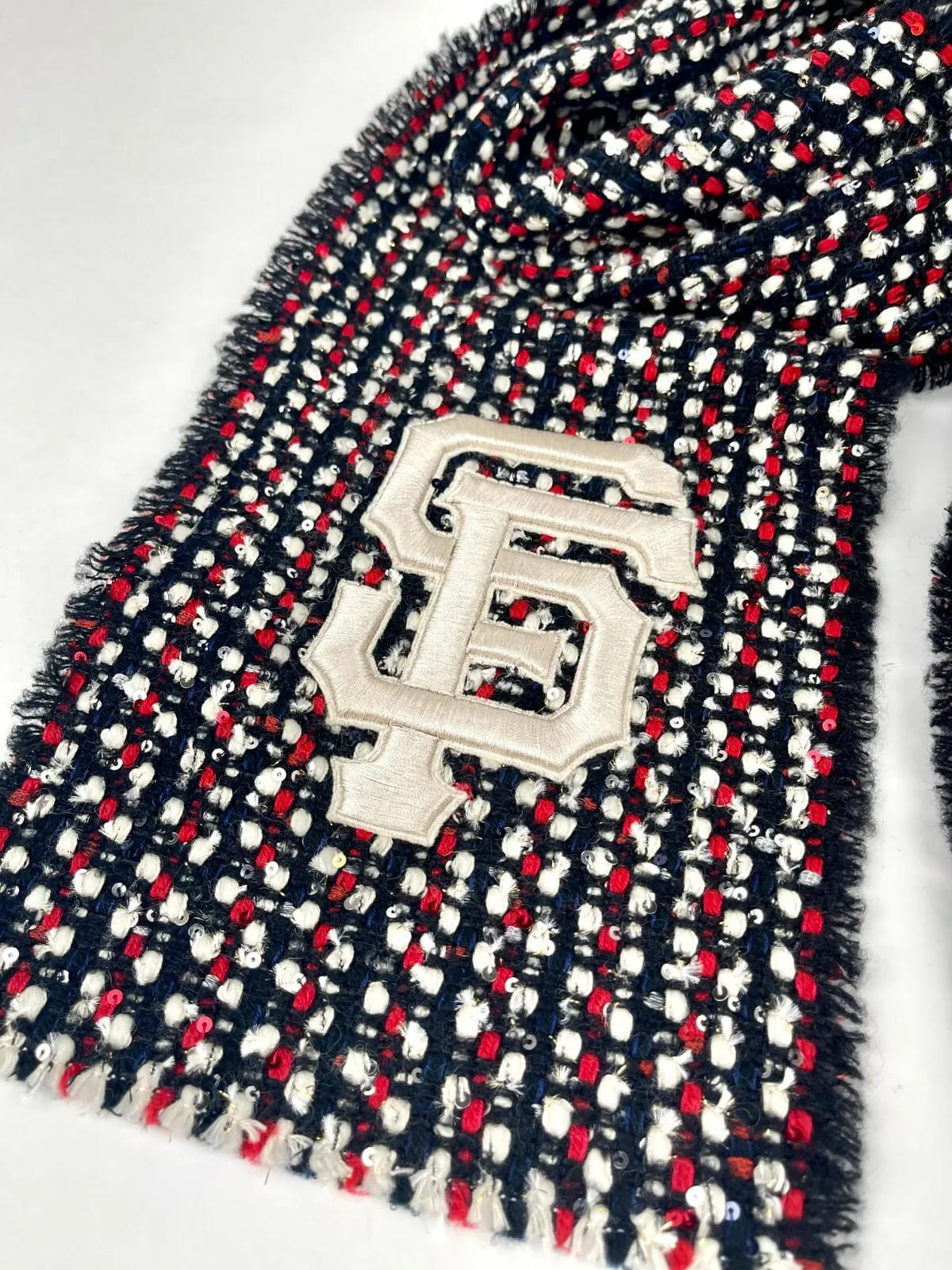 Gucci SF Giant Blue Red Ivory Wool Blend Long Scarf