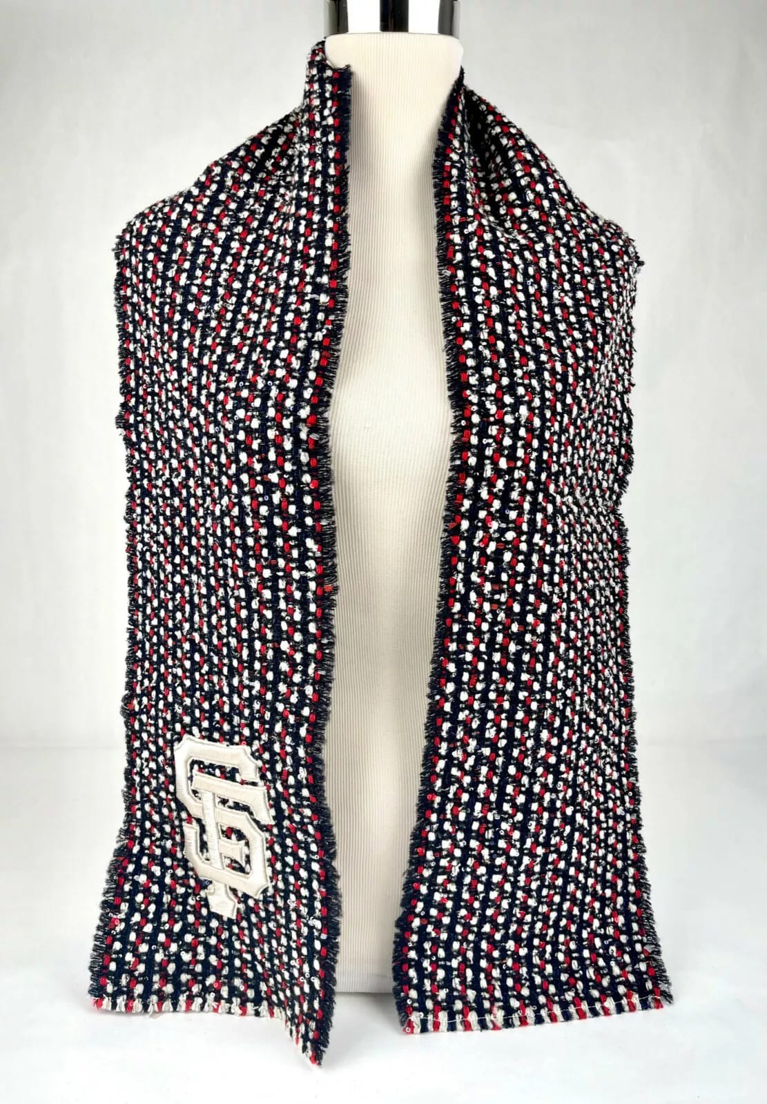 Gucci SF Giant Blue Red Ivory Wool Blend Long Scarf