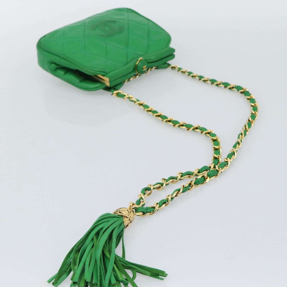 Chanel Coco Mark Quilted Lambskin Green Leather Shoulder Bag Bag (Pre-Owned)