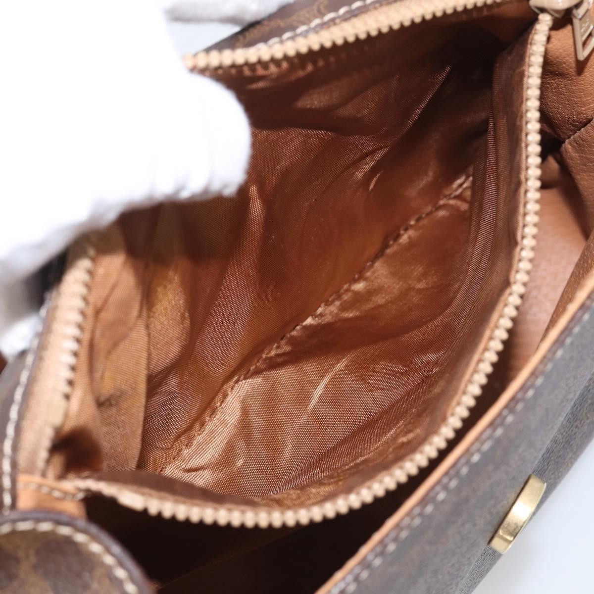 Celine Macadam Shoulder Leather Brown Canvas Crossbody Bag Bag (Pre-Owned)